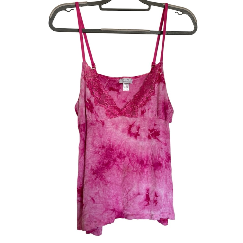 Rene Rofe Pink Tie-Dye Lace Cami V Neck Size XL